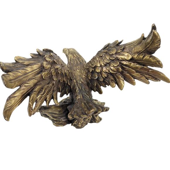 Vintage Gold Resin AMERICAN EAGLE STATUE on Flag Part Ready for DIY Wooden Stand - Picture 7 of 10